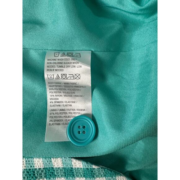 QVC Susan Graver Yarn Dyed Woven Gingham Boyfriend Blazer NWOT TURQUOISE SIZE 12 - Picture 5 of 6